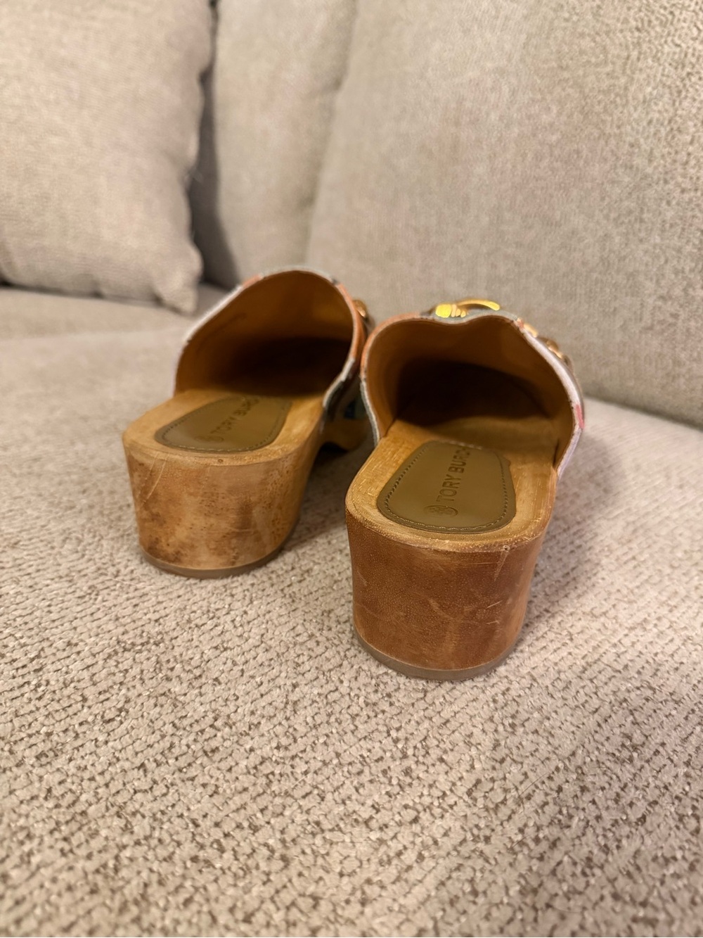 Tory Burch Jessa Patchwork Suede Clog Sandals Size 9 - Picture 8 of 12